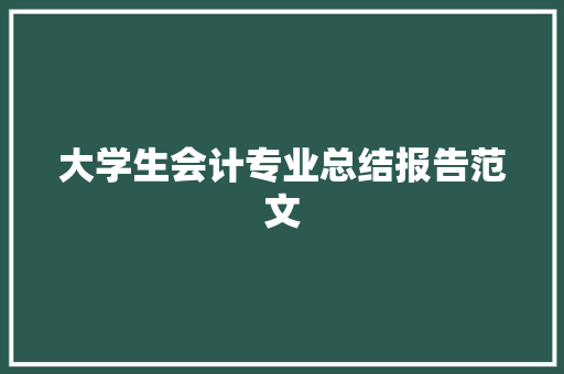 大学生会计专业总结报告范文 简历模板
