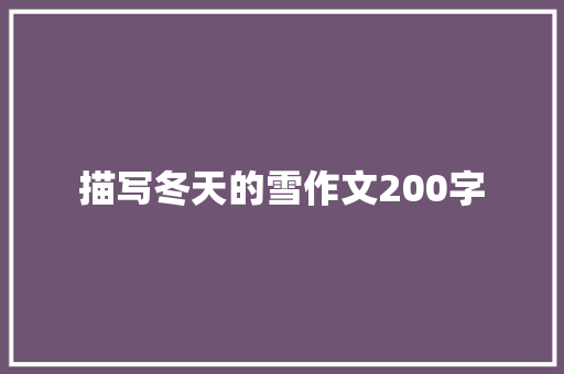 描写冬天的雪作文200字 报告写作