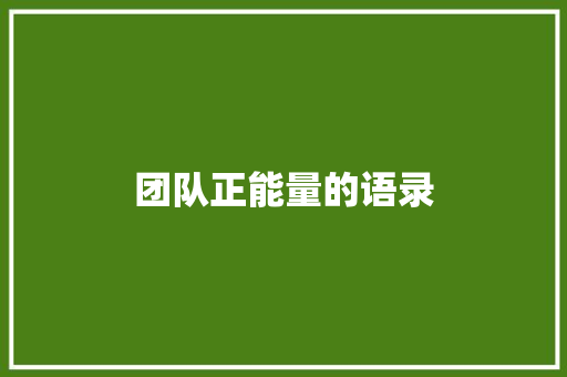 团队正能量的语录