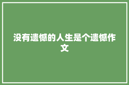 没有遗憾的人生是个遗憾作文