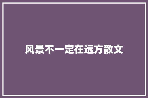 风景不一定在远方散文 写作技巧