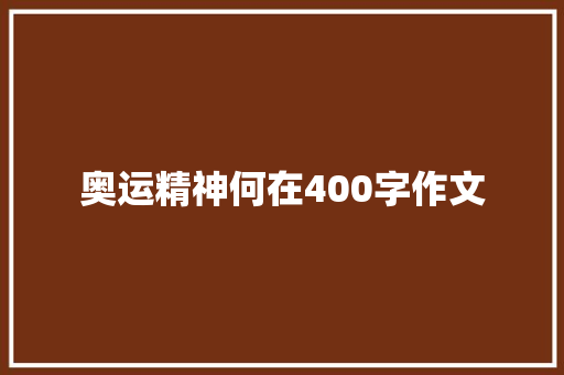 奥运精神何在400字作文 报告写作