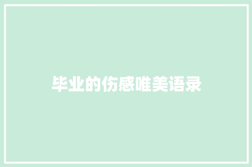 毕业的伤感唯美语录 报告写作