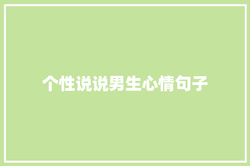 个性说说男生心情句子