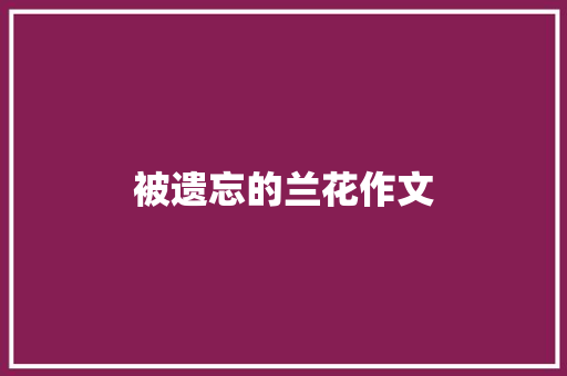 被遗忘的兰花作文 商业文案