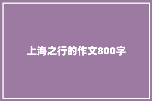 上海之行的作文800字 商业文案
