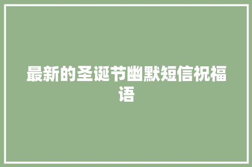 最新的圣诞节幽默短信祝福语