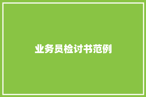 业务员检讨书范例