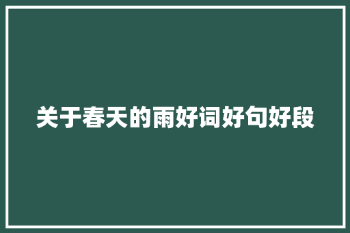 关于春天的雨好词好句好段