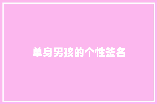 单身男孩的个性签名