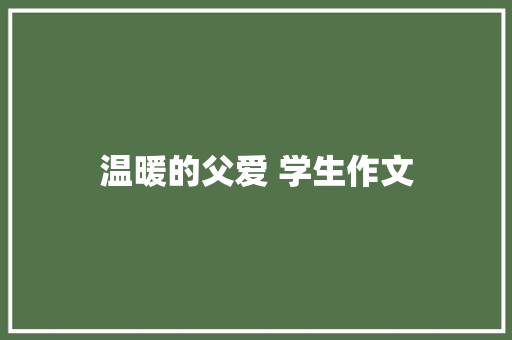 温暖的父爱 学生作文 写作技巧