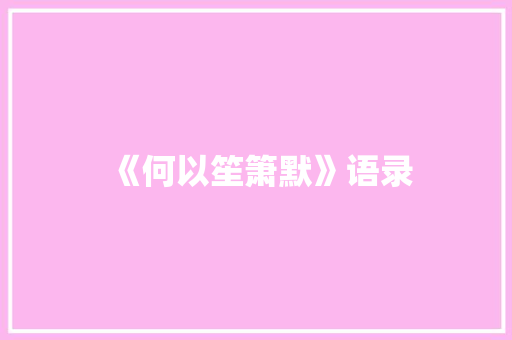 《何以笙箫默》语录 词汇积累