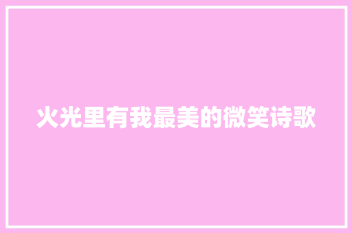 火光里有我最美的微笑诗歌 简历模板