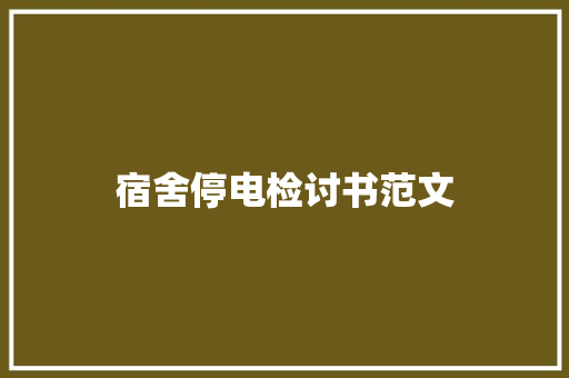 宿舍停电检讨书范文 简历模板