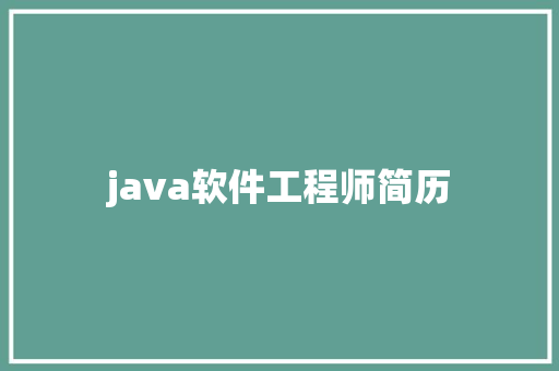 java软件工程师简历