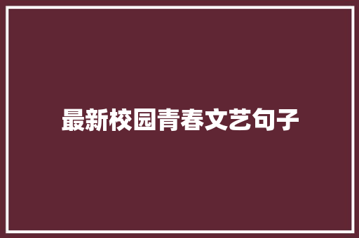 最新校园青春文艺句子