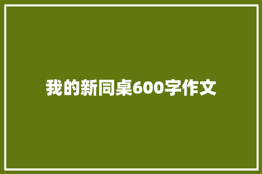 我的新同桌600字作文