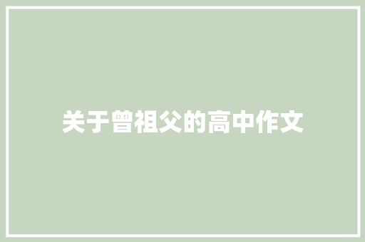 关于曾祖父的高中作文