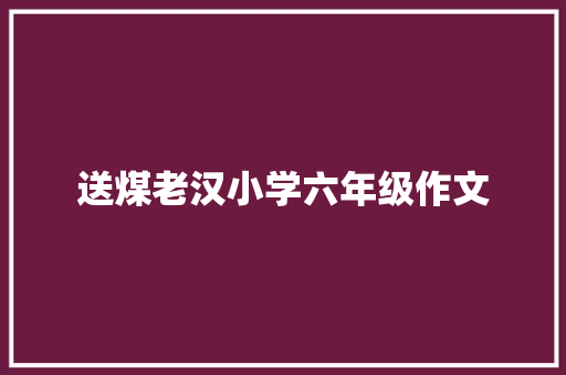 送煤老汉小学六年级作文 报告写作
