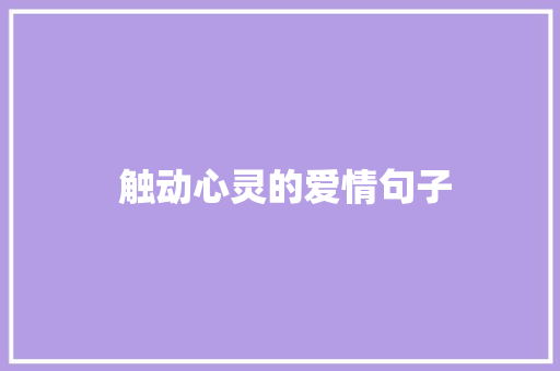  触动心灵的爱情句子