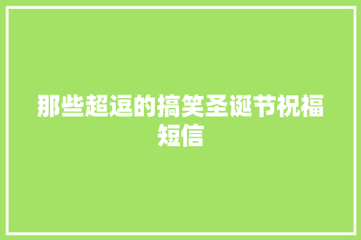 那些超逗的搞笑圣诞节祝福短信