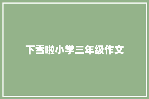 下雪啦小学三年级作文 商业文案