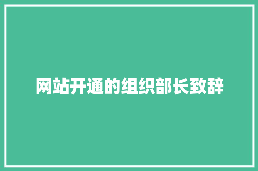 网站开通的组织部长致辞 范文赏析