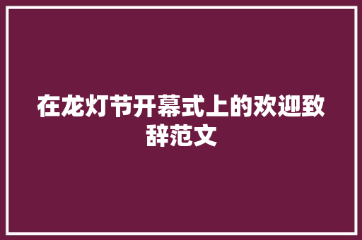 在龙灯节开幕式上的欢迎致辞范文 词汇积累