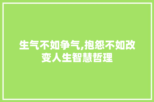 生气不如争气,抱怨不如改变人生智慧哲理 词汇积累
