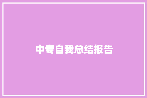 中专自我总结报告 简历模板