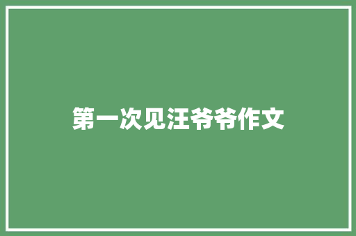 第一次见汪爷爷作文