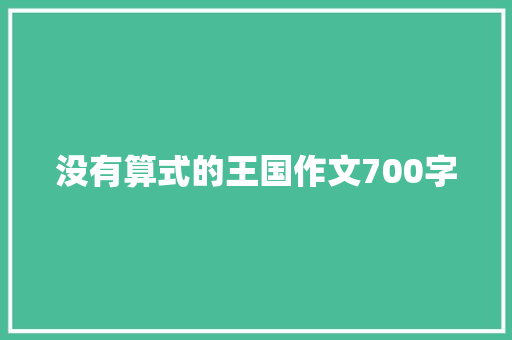 没有算式的王国作文700字