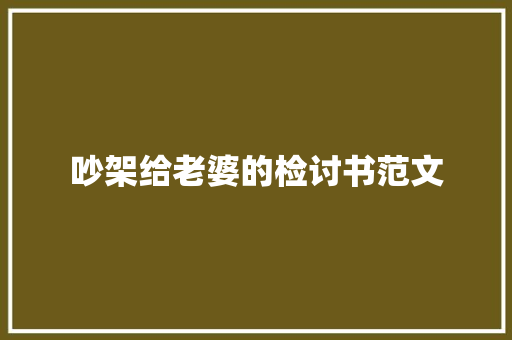 吵架给老婆的检讨书范文 写作技巧