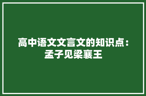 高中语文文言文的知识点：孟子见梁襄王 简历模板