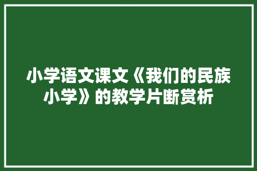 小学语文课文《我们的民族小学》的教学片断赏析 写作社区