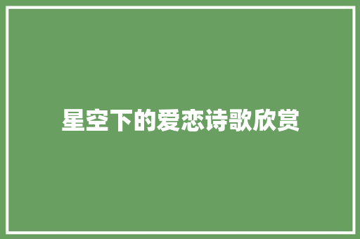 星空下的爱恋诗歌欣赏 简历模板