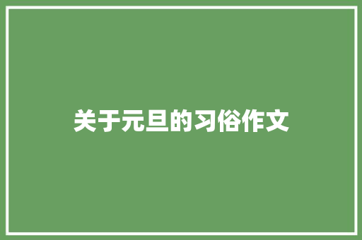 关于元旦的习俗作文 报告写作