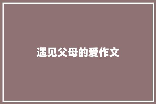 遇见父母的爱作文