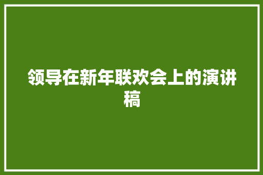 领导在新年联欢会上的演讲稿 词汇积累