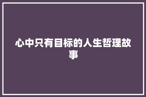 心中只有目标的人生哲理故事
