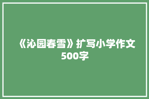 《沁园春雪》扩写小学作文500字 商业文案