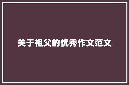 关于祖父的优秀作文范文 词汇积累